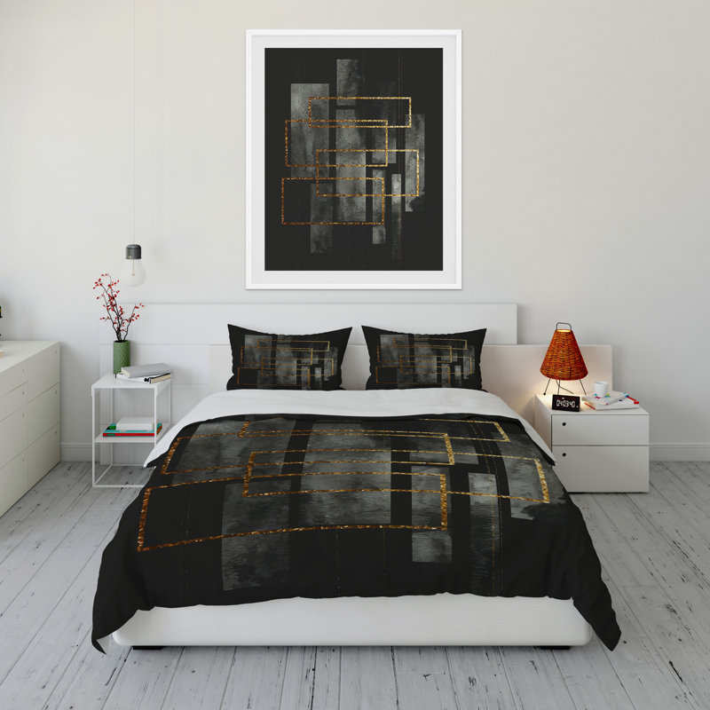 Polyester Channel Geometric Shapes Comforter, Queen Comforter + 2 Standard Pillowcases