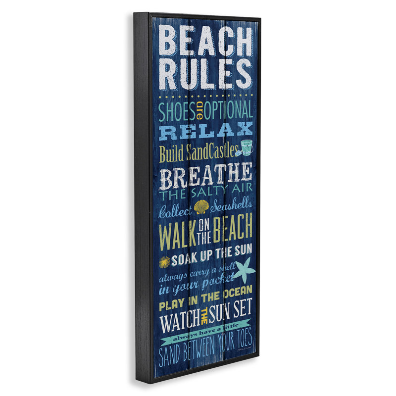 «Beach Rules Relax Relax Giclee» par Stephanie Workman Marrott, Giclée encadrée noir minuit, H 24 po x l 10 po