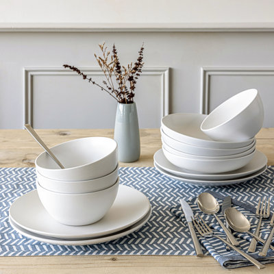 over&back Coupe 12-Piece Semi Hand-Finished Stoneware Dinnerware Set