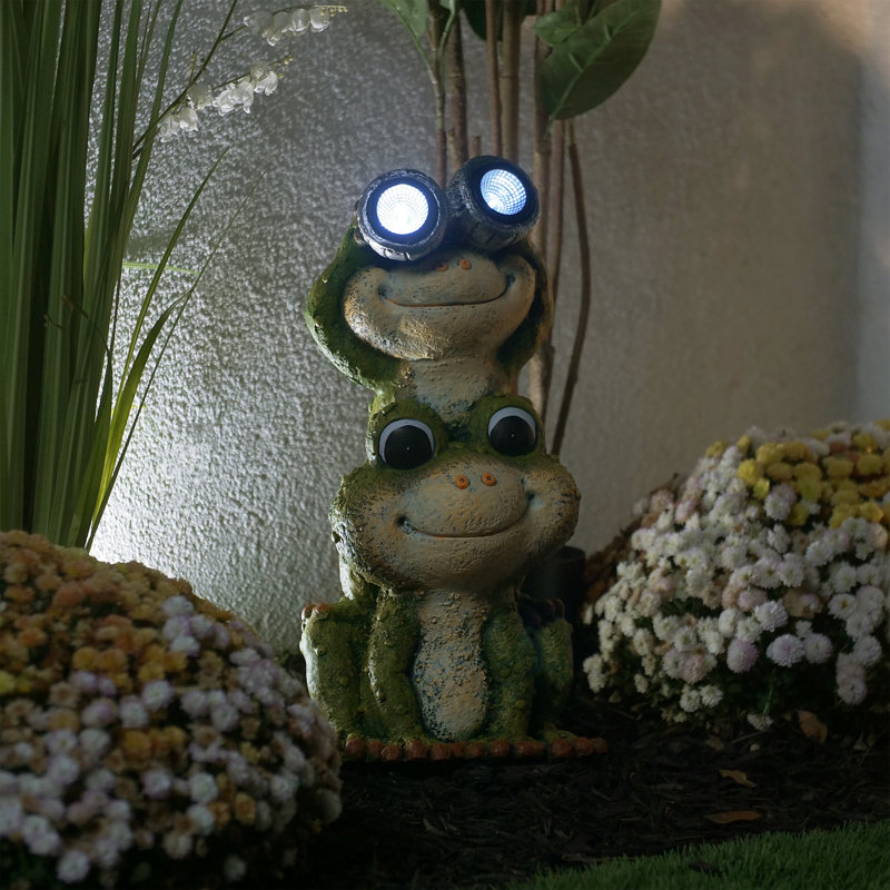 Statue solaire grenouilles jumelles solaires