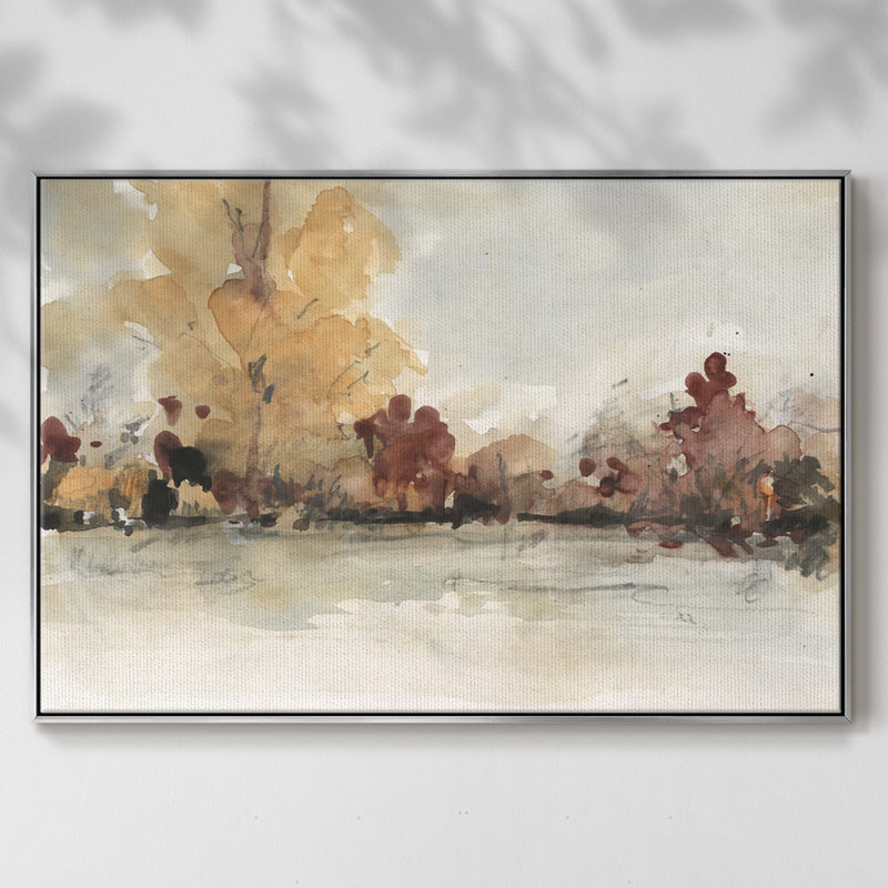 The Autumn View I, toile tendue avec châssis de qualité supérieure - prête à être accrochée, Argent