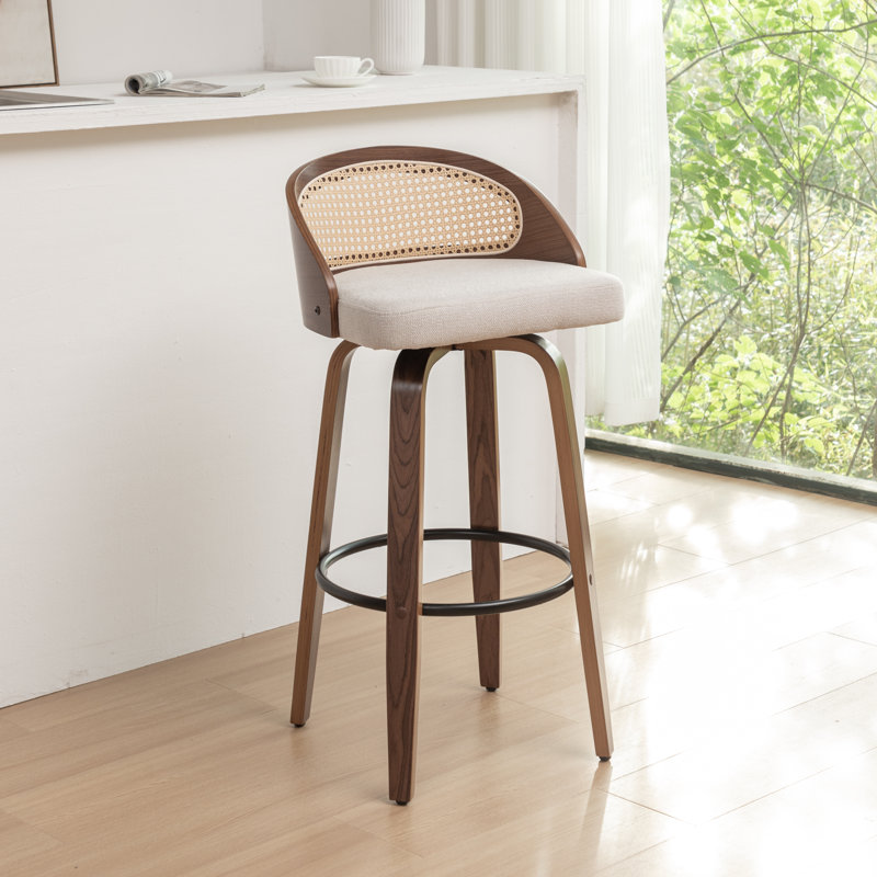 Swivel Upholstered Counter Stool, Beige, 76.2cm