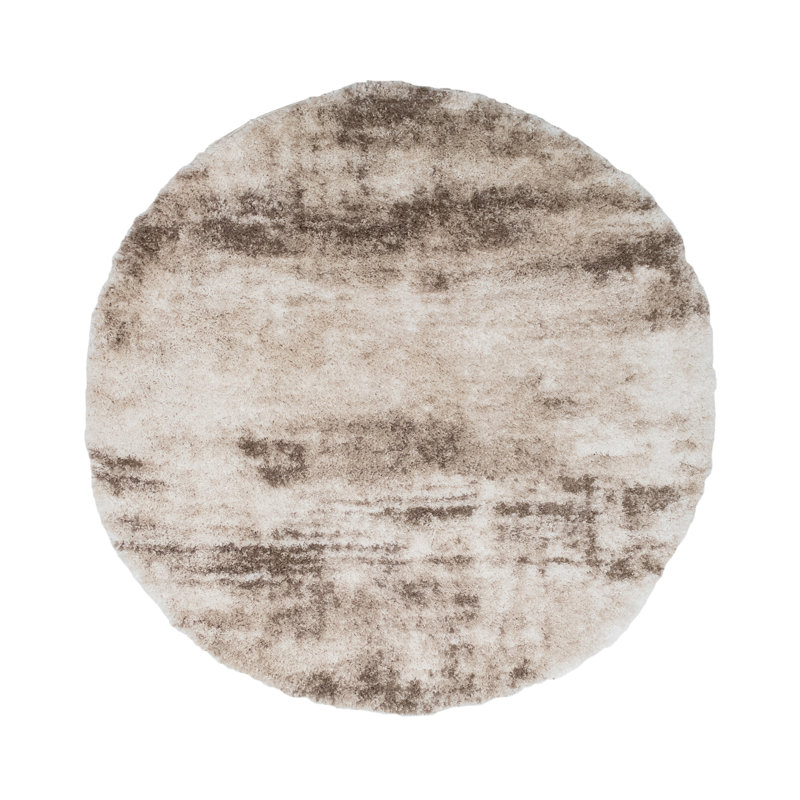 Alban Indoor Shag Beige Area Rug, Round 5'