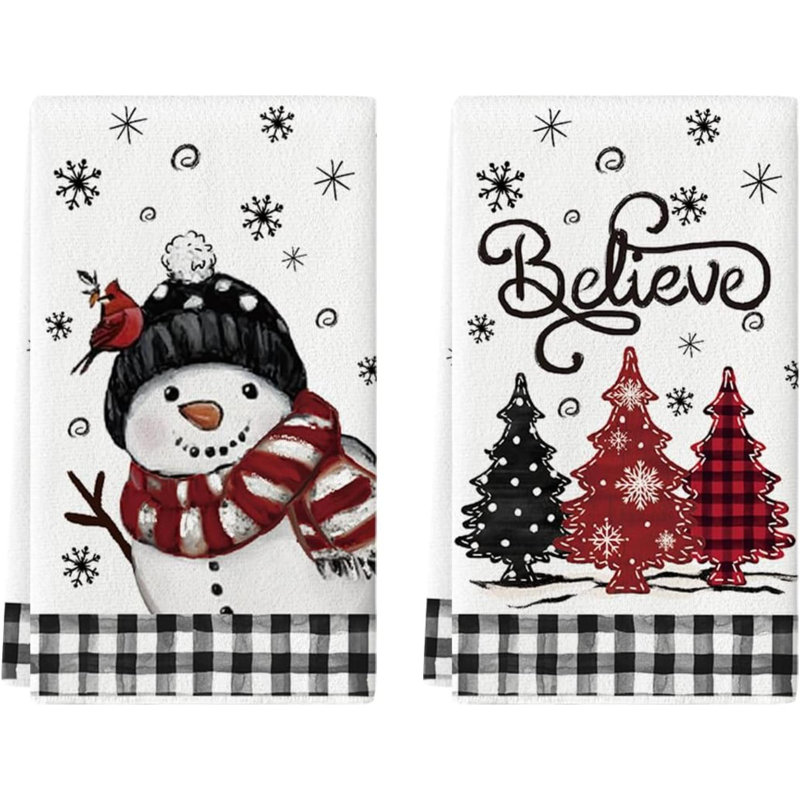 Ensemble de 2 essuie-tout Xmas, Blanc/Noir
