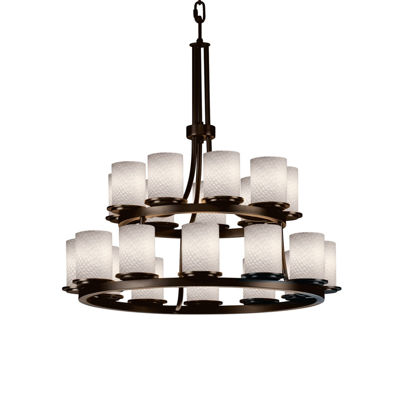 Lustre à niveaux ombré 21 lumières Aarona, Tissage, Bronze foncé