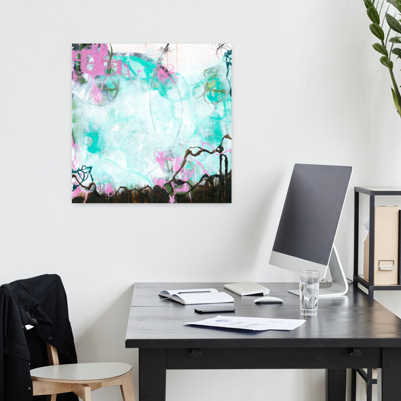 Crossroads, art abstrait contemporain, H 18 po x l 18 po