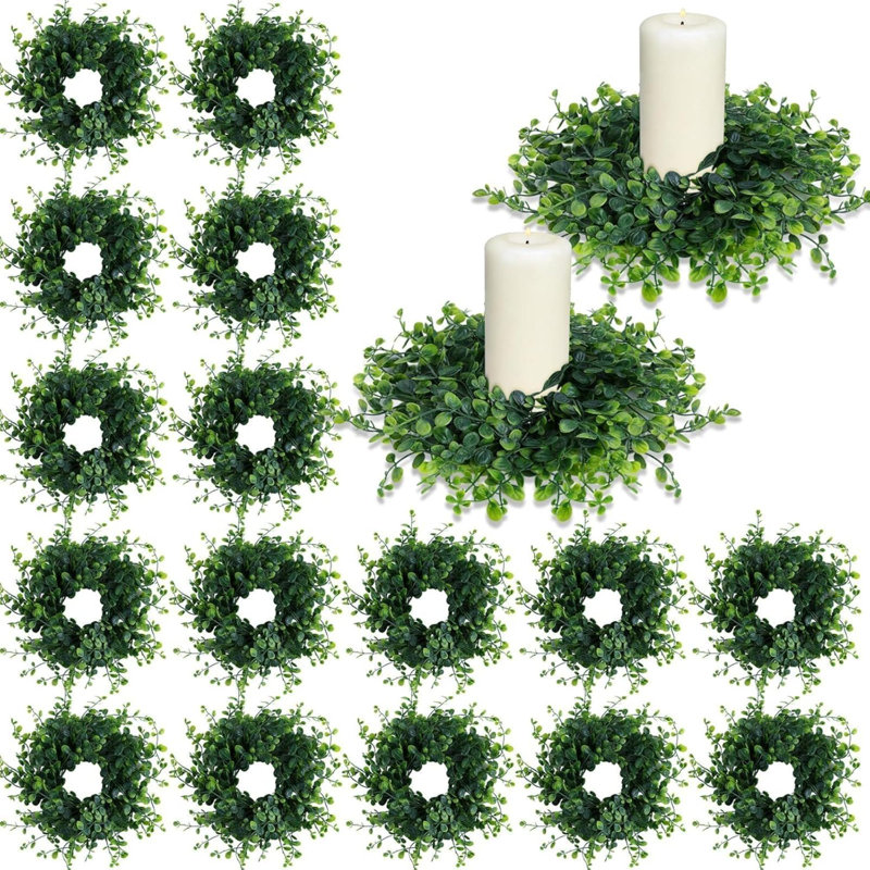 18 pièces de bougies d'anneau de bougie en bois de buis couronnes pour le printemps et le printemps