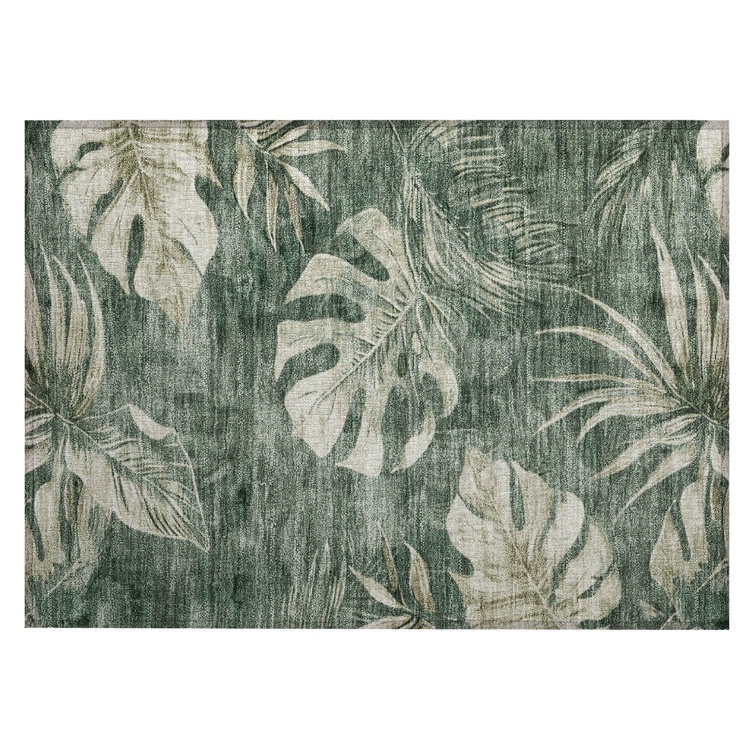 Machine Washable Indoor/Outdoor Xhevrie Fern Rug