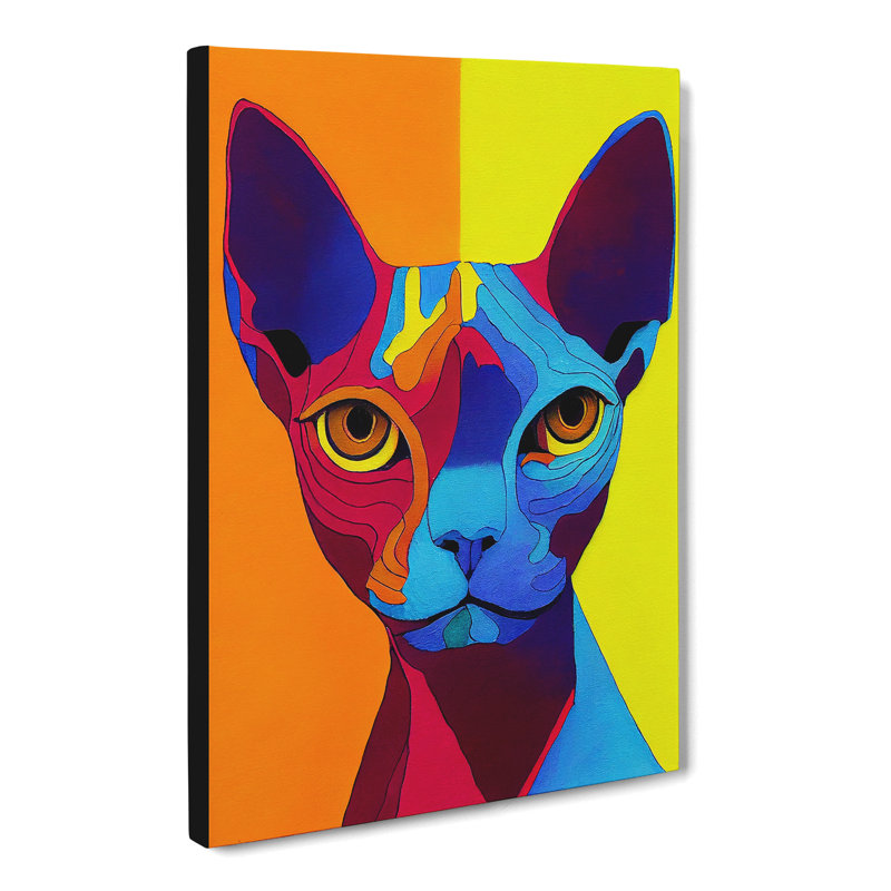 Sphynx Cat Crayon - Wrapped Canvas, 60cm H x 40cm W x 3cm D