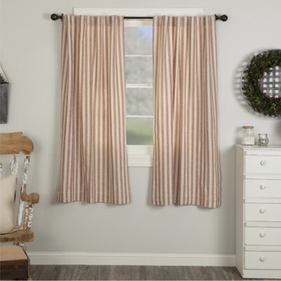Market Place Red Ticking Stripe Short Panel Set of 2