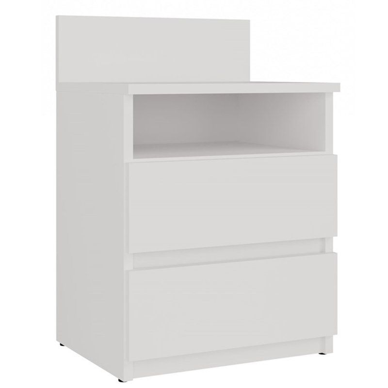 Taahir 2-Drawer Bedside Table with Open Shelf 40 cm White