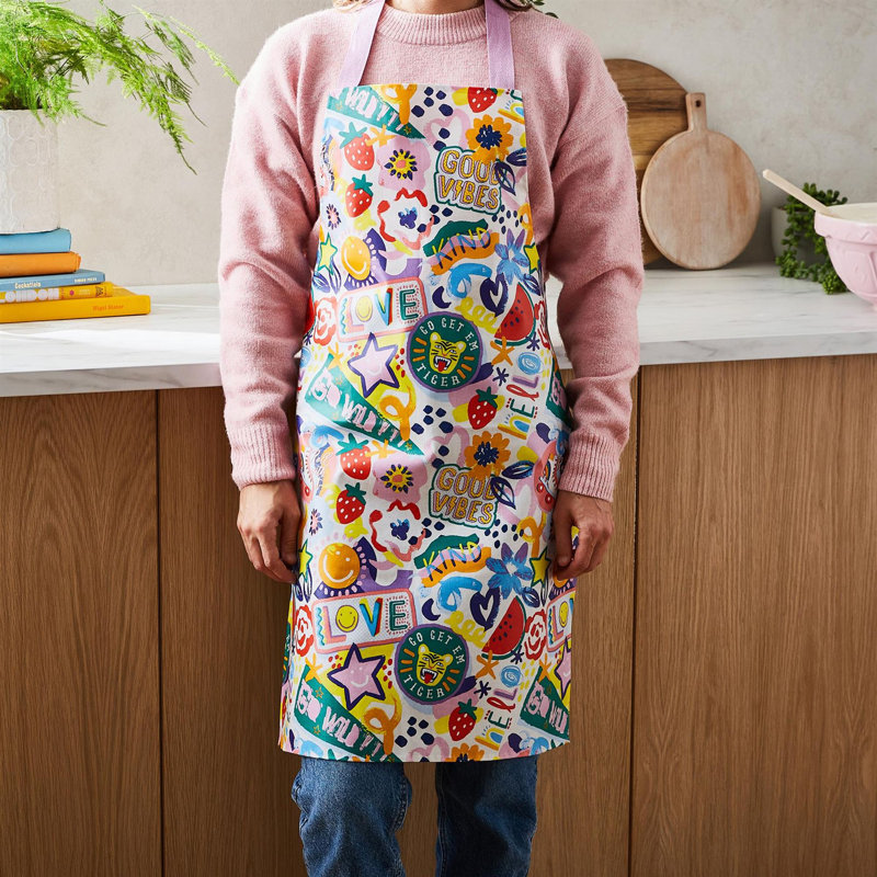 Good Vibes Abstract Cotton Bib Apron