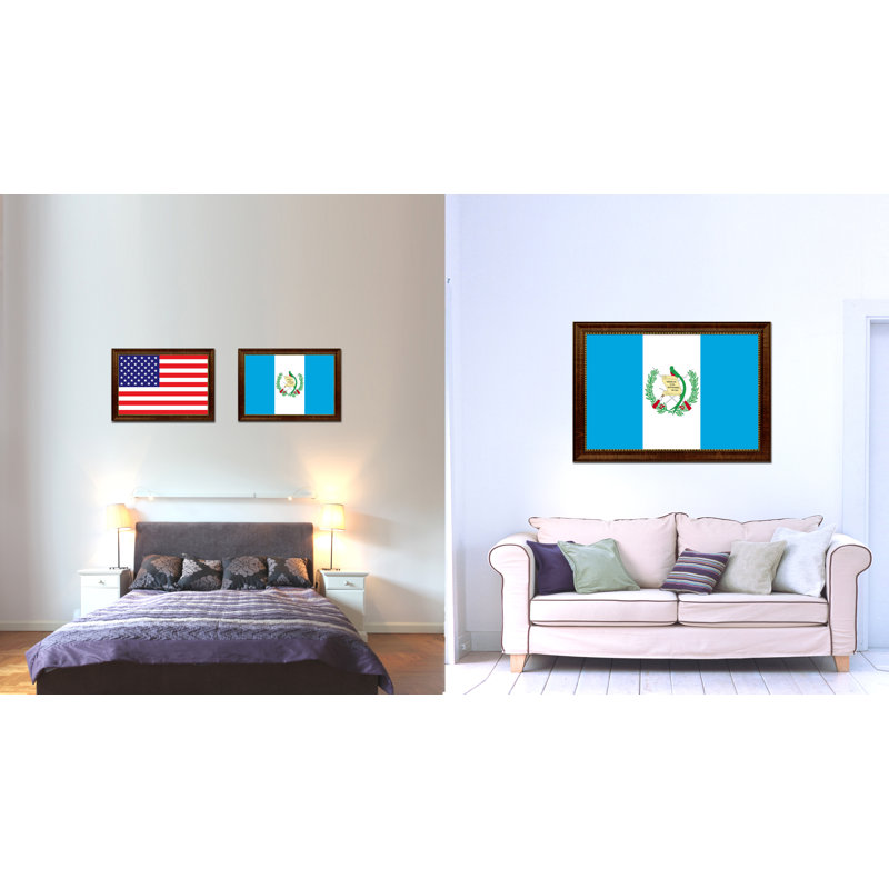 Impression sur toile, "guatemala country flag", H 15 po x l 21 po x P 1 po, Encadrement brun
