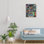 Vase floral vert sur toile noire, décoration murale 24 x 18 po