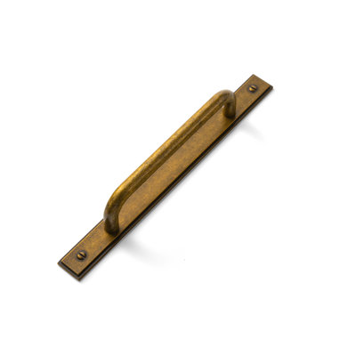 Round Bar Cabinet Pulls with Flat Decorative Backplate, Vintage Solid Metal Hardware for Kitchen Cabinets and Furniture