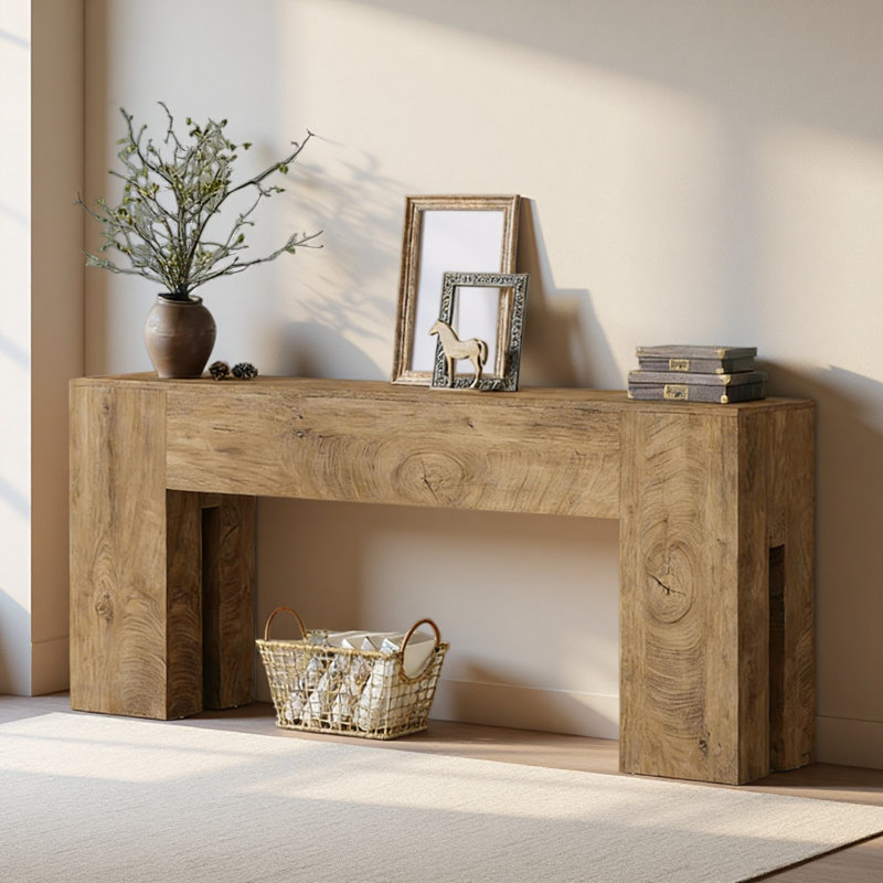 Table d'appoint rustique, console élégante en bois