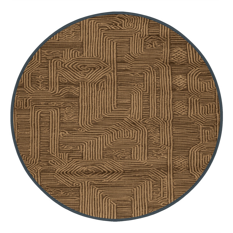 Tapis brun turc lavable à la machine, Rond 3 pi