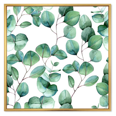 «Eucalyptus Branch On White II», reproduction d'art sur toile tropicale