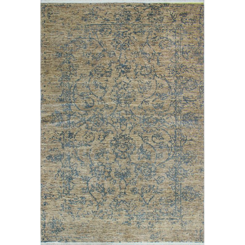 Tapis de zone noué la beige 5 pi 11 po x 8 pi 10 po one-of-kind Alvey