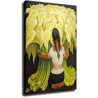 The Flower Vendor by Mexican Artist Diego Rivera (2) Canvas Wall Art Framed Ready to Hang Living Room Bedroom Home Decor