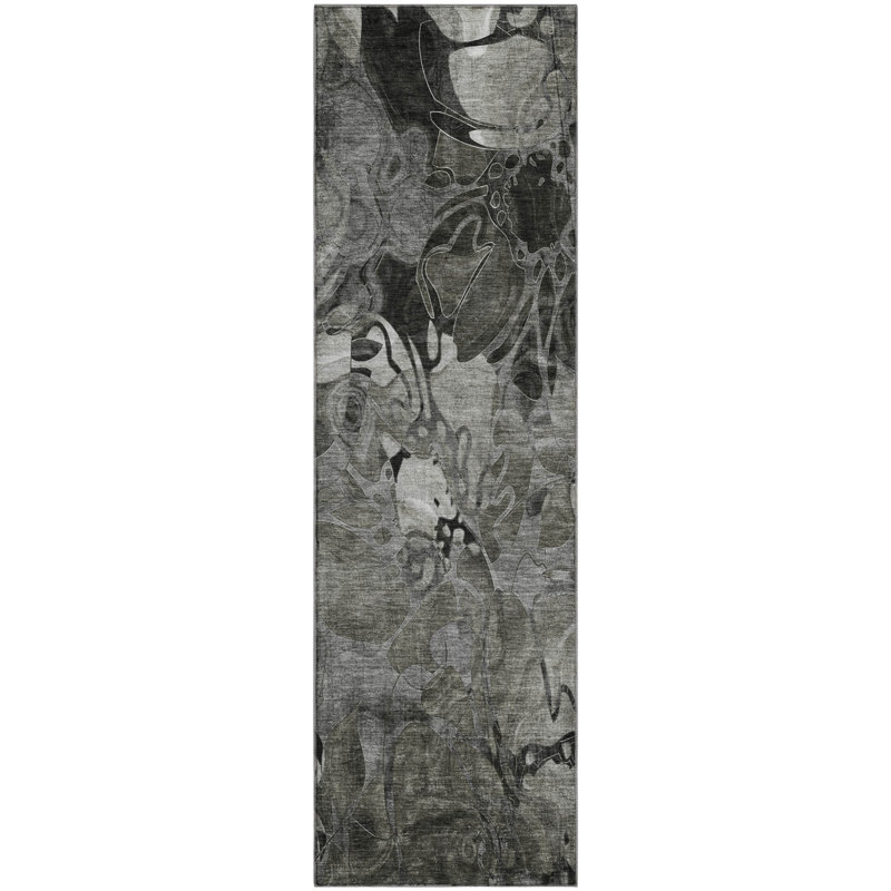 Premium Machine Washable Cerrito AMF558 Gray Rug, Runner 2'3" x 7'6"