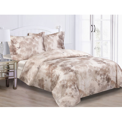 Violet Linen French Vista Vintage Trees Pattern, Finest Luxury Ultra Soft  300 Thread Count - Cotton Sateen, Cream Taupe, Twin 44-inch, 8 Piece Duvet Set, Bedding Duvet Cover Set for Two Beds
