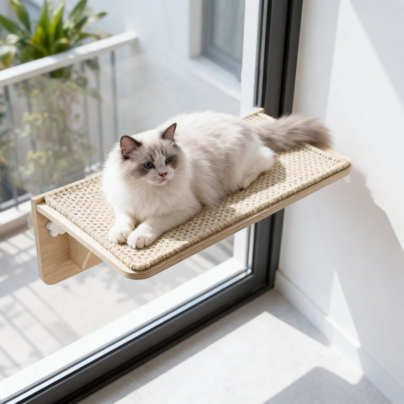 Perchoir pour chat à ventouses, plateforme de saut et griffoir mural pour chat, capacité de 15 kg