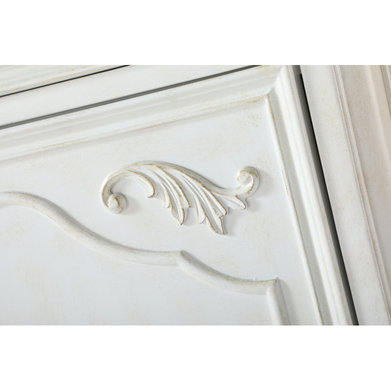 Commode décorative 2 tiroirs Cosmo, Blanc antique