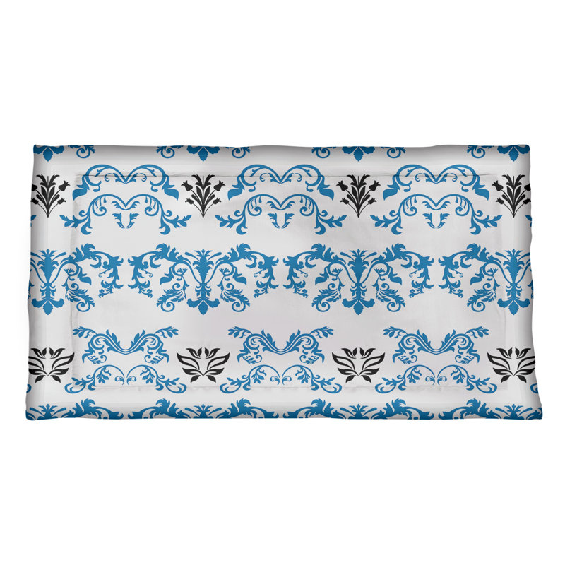 Football Baroque Pattern Pillow Sham, Standard, White/Blue/Black, Polyester