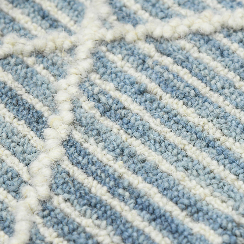 Handmade Blue Wool 9' x 13' Reversible Area Rug
