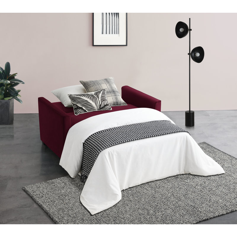 Matt 2 Seater Velvet Sofa Bed, Burgundy
