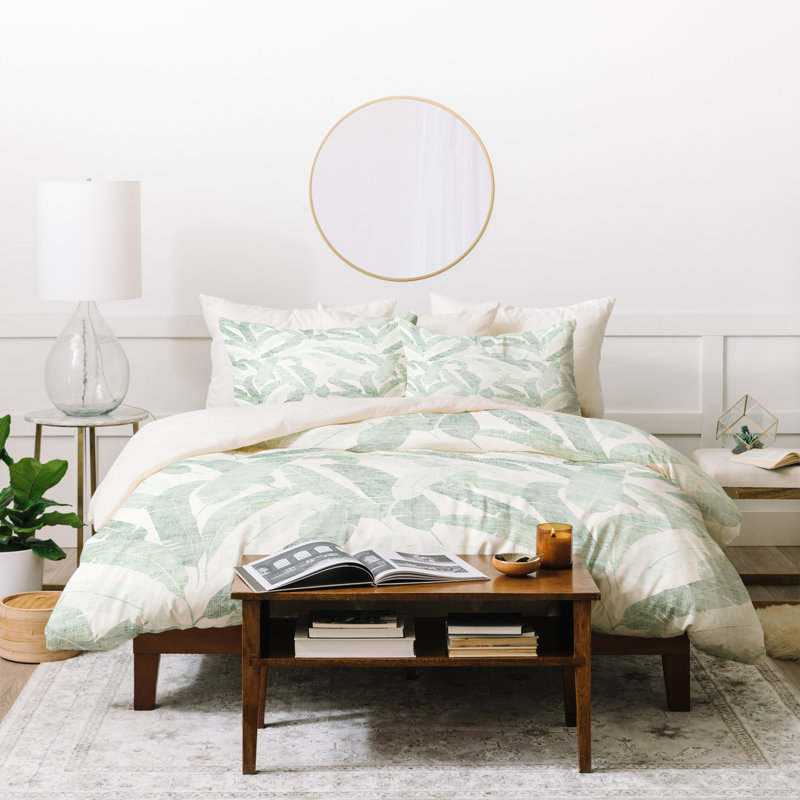 Coastal Polyester Floral Duvet Cover, Queen Duvet Cover + 2 Standard Shams