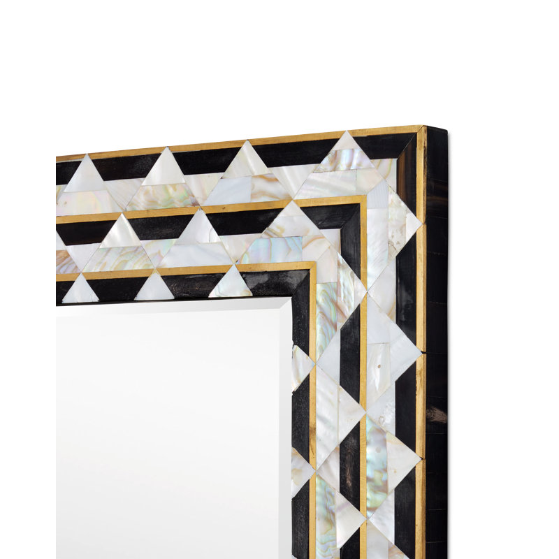 Macy Rectangle Mother Of Pearl + Horn + Brass Wall Mirror