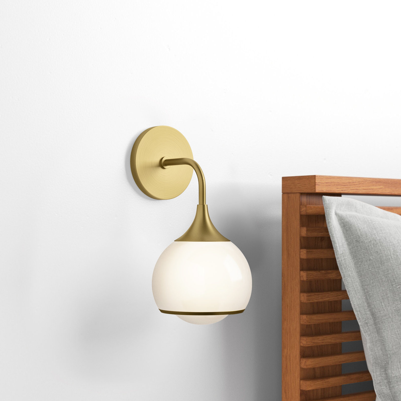 Kegan Single Light Dimmable Armed Sconce, Aged Brass