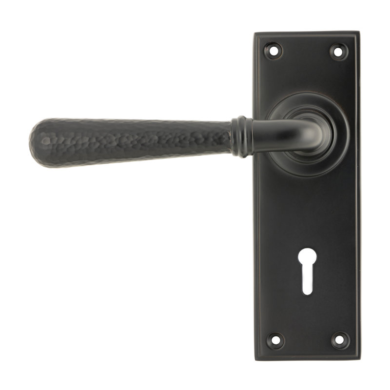 Hammered Newbury Lock Door Handle, Aged Bronze