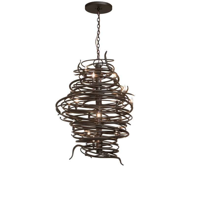 Lustre 30 lumières de 30 po de large Cyclone, Bronze frotté à l'huile