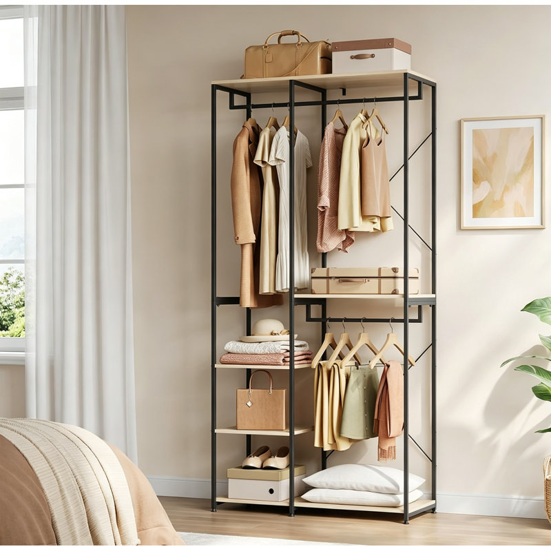 Mahurin 90 cm Clothes Rack, Black/Light Oak