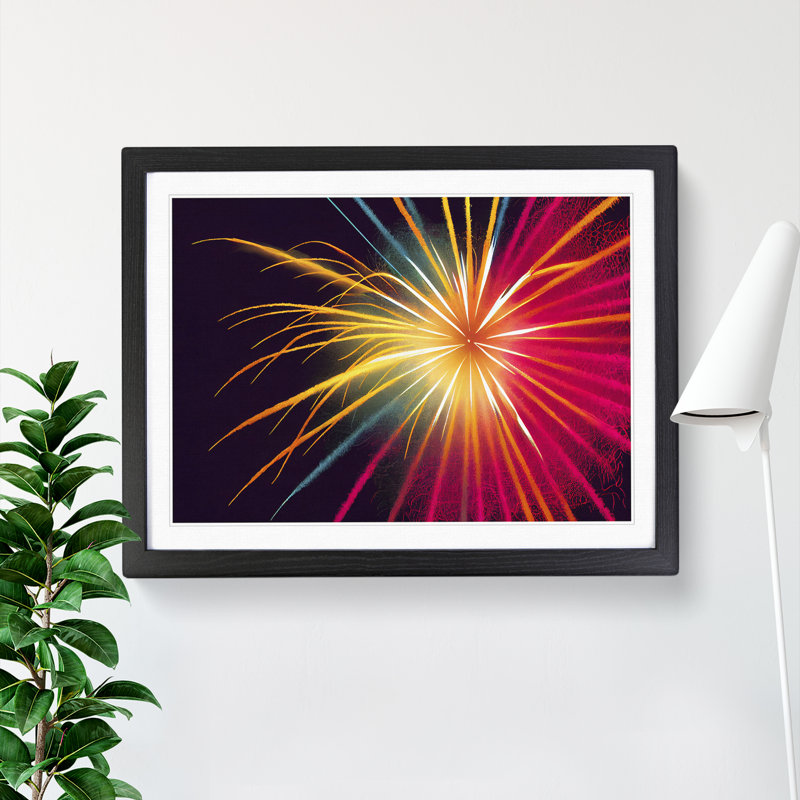Handsome Fireworks - Single Picture Frame Print, Black Framed, 46cm H x 64cm W x 2cm D