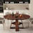 Extendable Round To Oval Dining Table For 4–6, Wooden Kitchen Table With Hidden Storage And Upholstered Chairs, Space-saving Dinner Table For Small Apartments-124587971