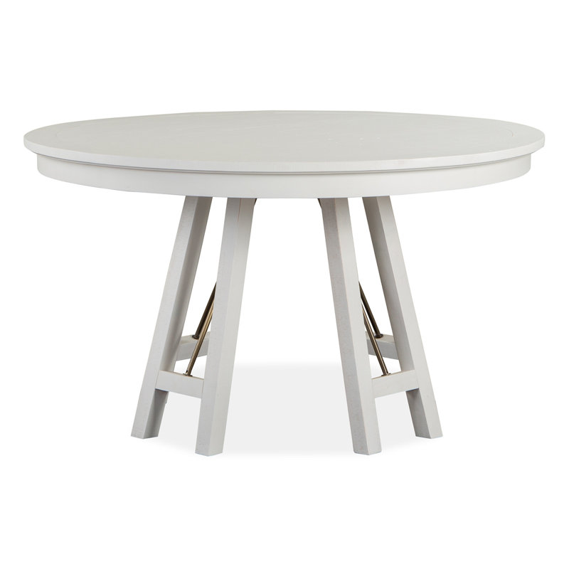 Allerone Round with Solid Wood Base Dining Table, Chalk White