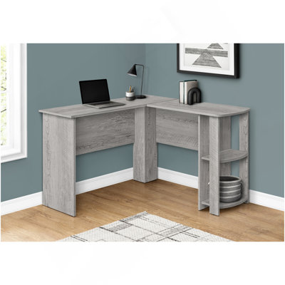 Computer Desk, Home Office, Corner, Storage Shelves, 48"L, L Shape, Work, Laptop, Grey Laminate, Contemporary, Modern