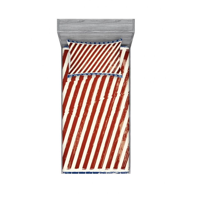 Microfiber Striped Sheet Set, Twin XL Sheet Set with Fitted Sheet