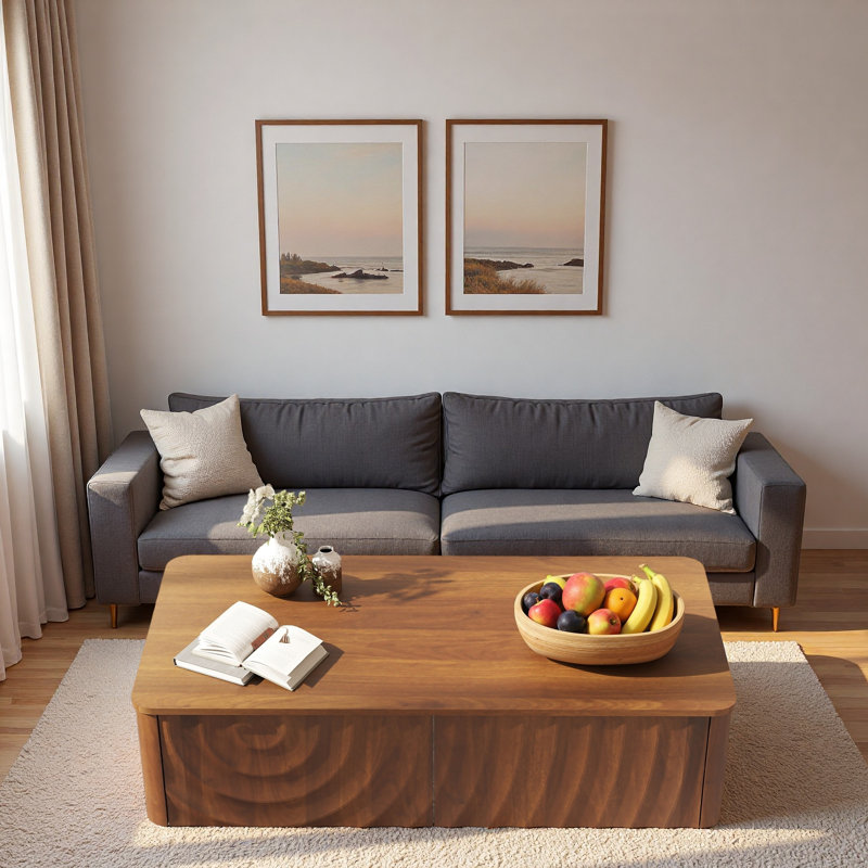 Table basse 2 tiroirs Modern, Brun
