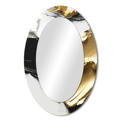 Imminent Bliss Bold Textured Gold and Black I - Large Oval Wall Mirror On Metal