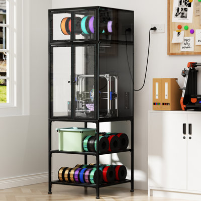 Armoire pour imprimante 3D avec support de rangement à filament double couche, réduction du bruit, barre en forme de T pour l'organisation de bureau avec bar, conception de réduction du bruit, utilisation du support