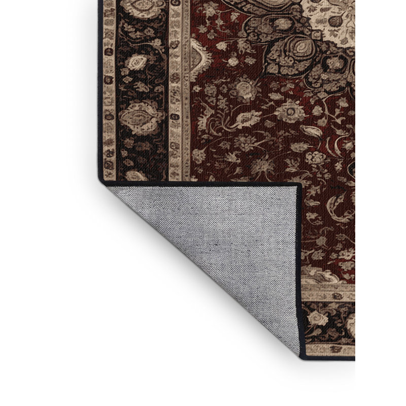 Tapis persan noir lavable à la machine, Carré 3 pi