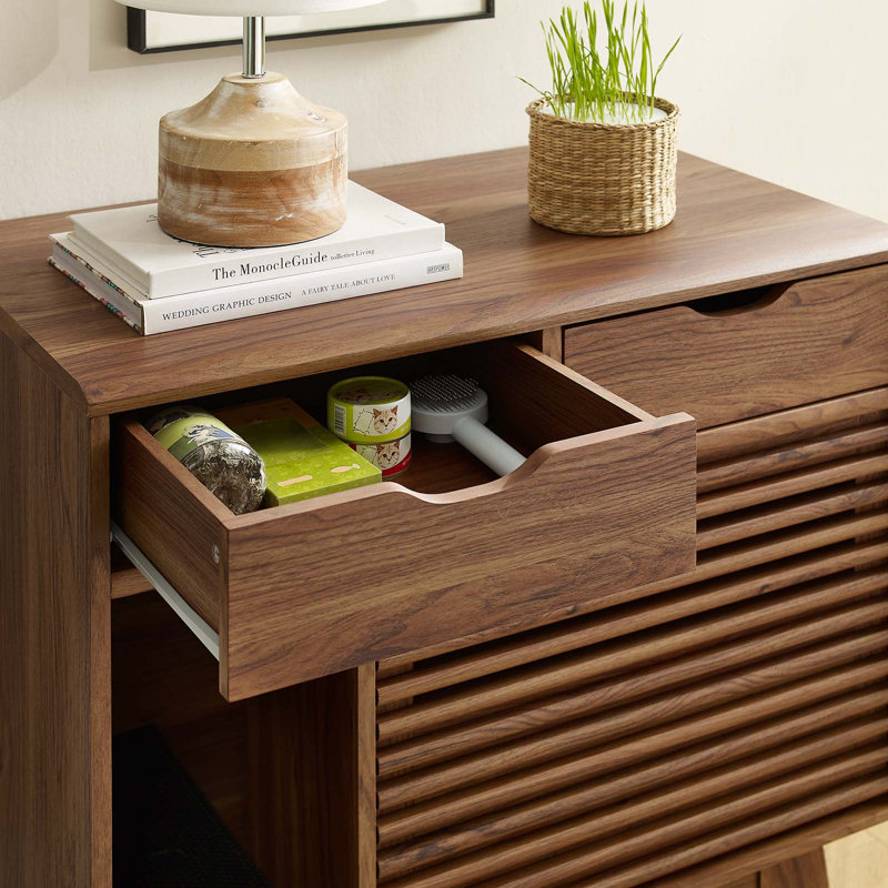 Modway Render Wood Litter Box Enclosure, Walnut
