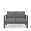 3-Piece Modern Aluminum Patio Conversation Set, 5-Seat Outdoor Sofa With  Thick Dark Gray Cushions & Gray Frame And Coffee Table-1665080688