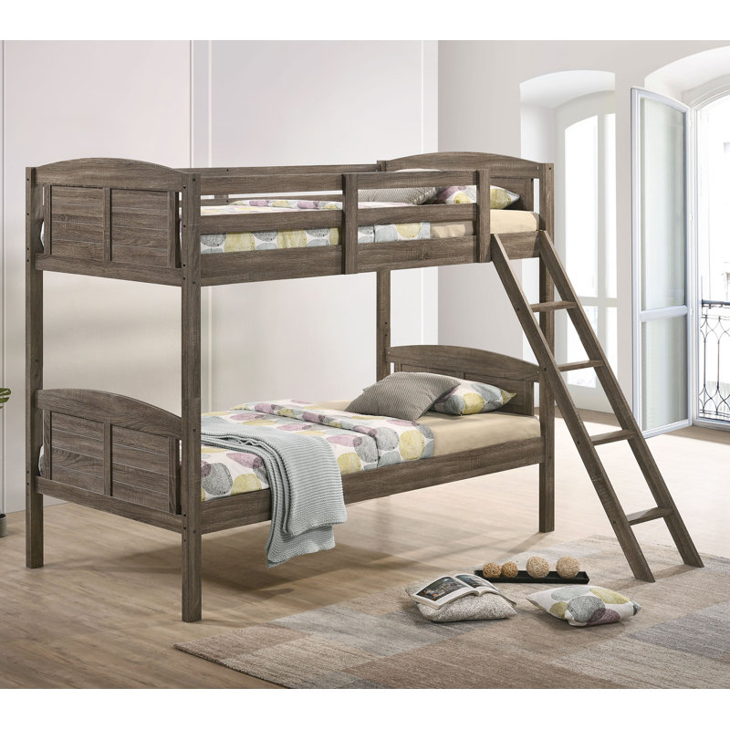 Flynn Bunk Bed with Built-in Ladder, Twin Over Twin