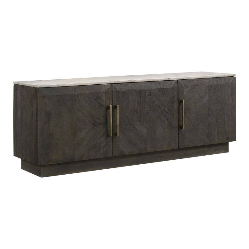 3-door Marble Top Sideboard Buffet Tobacco Grey